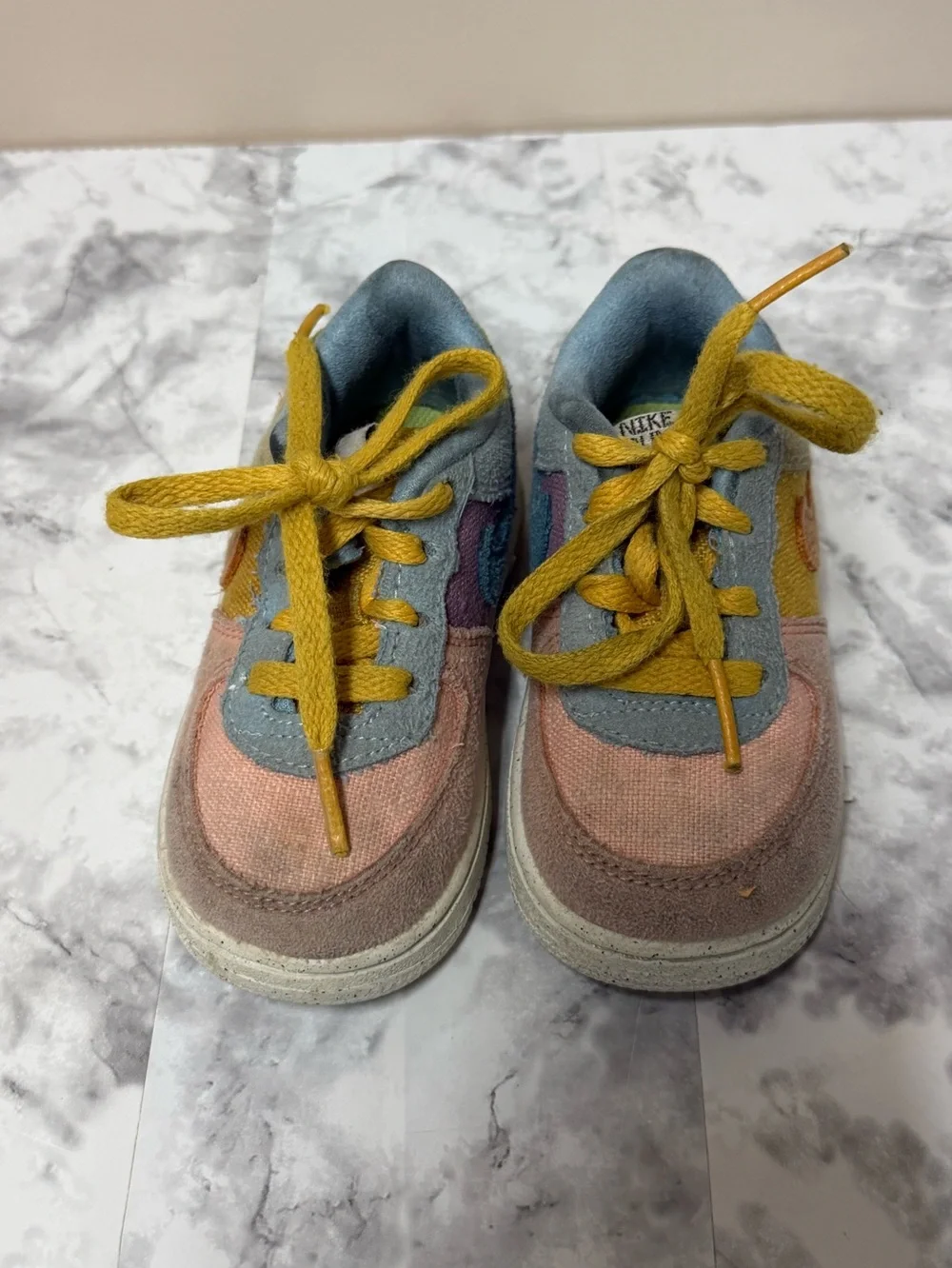 Nike Kids Pastel Multicolor Sneakers with Mustard Laces